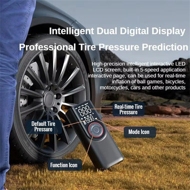 Wireless Tire Inflator Pump Portable Electric Air Compressor 6000mAh Rechargeable Digital Display 150PSI Fast Inflation for Car Motorcycle Bicycle Balls