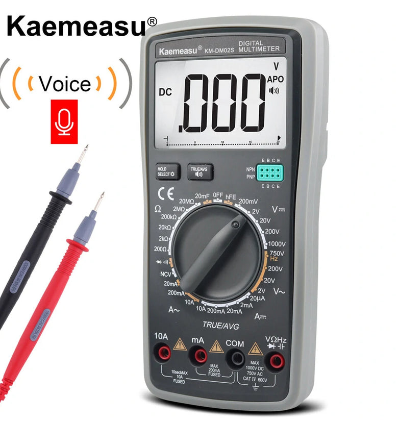 Kaemeasu KM-DM02S Digital Multimeter with Voice Broadcast True RMS Measurement Non-Contact Voltage Detection High Precision Auto-Ranging Multimeter for Electrical Troubleshooting