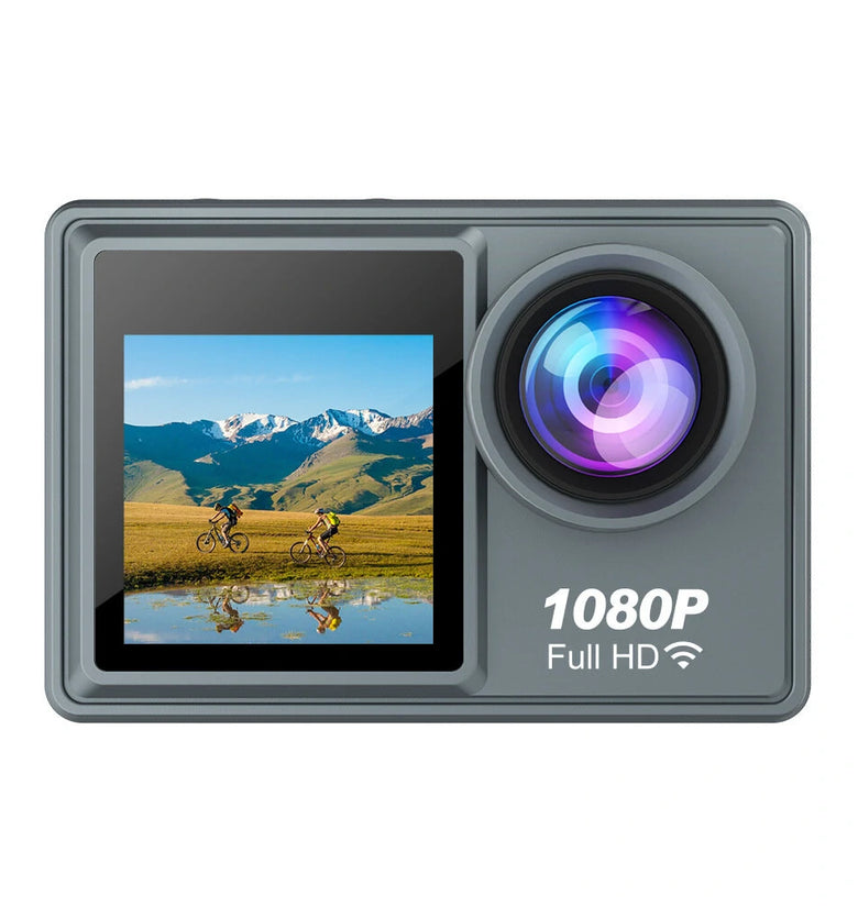 1080P Action Camera with 2.0inch Display Dual Colorful Screen 140 Wide Angle IP68 30m Waterproof Sport Camera with Wifi Connection Helmet Video Cam