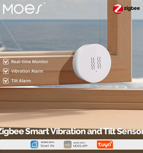 MOES Zigbee3.0 Tuya Smart Vibration Tilt Sensor Real-Time Monitoring XYZ Axis Detection Motion Shock Alarm for Door Window Security