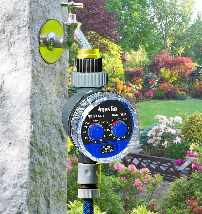 2PCS Aqualin Automated Garden Water Timer with Sensor Compatibility Manual Override Customizable Frequency and Run Time for Efficient Irrigation and Watering