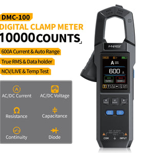 FNIRSI DMC-100 DC AC 600A Current Clamp Meter 10000 Counts Digital Multimeter USB Charger Amperimetric Clamp Electrician Tools
