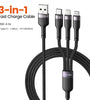 Toocki TQ-X61 6A 100W USB-A to iP/Micro/Type-C Cable Fast Charging Data Transmission Copper Core Line 1.2M Long for iPhone 15/15 Plus 14 13 for Huawei Mate60 Pro for Samsung Galaxy S23 for Xiaomi 13Pro