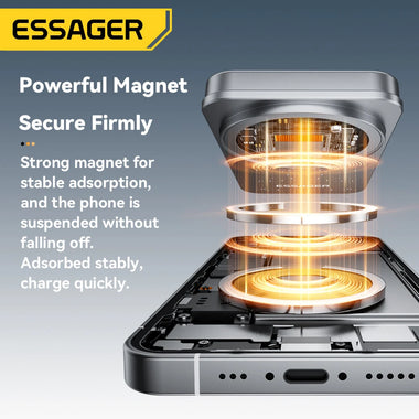 ESSAGER Qi2 2-in-1 Desktop Wireless Charger 15W Fast Wireless Charging Phone Holder for Smart Phones for iPhone 17 17Pro 16 15 Pro Max for Huawei Pura 80 Ultra for SAMSUNG for Airpods for Apple Watch