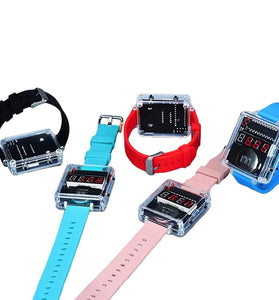 T15 DIY LED Digital Watch Kit Transparent Case Silicone Strap Microcontroller Clear Display Accessories for Soldering Practice