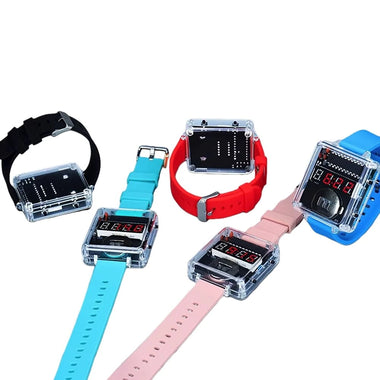 T15 DIY LED Digital Watch Kit Transparent Case Silicone Strap Microcontroller Clear Display Accessories for Soldering Practice