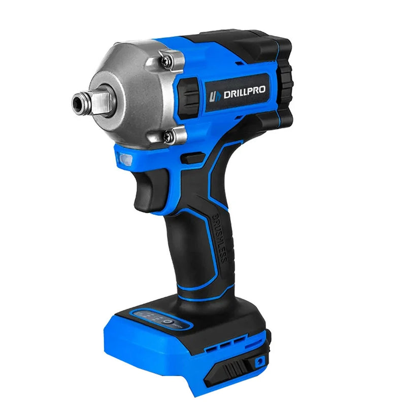 Drillpro 1000N.m High-Torque Brushless Electric Cordless Wrench Adjustable 3 Gears with LED Work Light High Impact Cordless Tool Compatible with Mak Battery