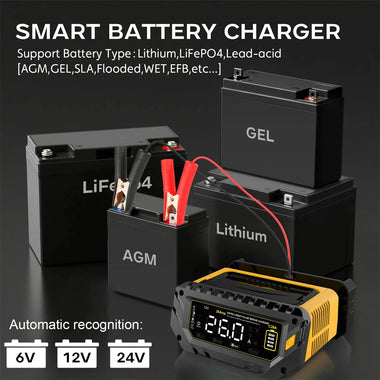 HTRC P26 6V 12V 24V 26A Car Battery Charger for Auto Moto Lithium LiFePO4 Lead-acid SLA Gel AGM Smart Battery Charge Repair Maintainer