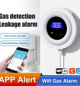 WiFi Enabled Gas Leak Detector with Digital Display and Temperature Sensor for Detection of Natural Gas Methane and Biogas with Voice Alerts and Breakdown Self Check Function