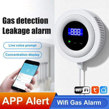 WiFi Enabled Gas Leak Detector with Digital Display and Temperature Sensor for Detection of Natural Gas Methane and Biogas with Voice Alerts and Breakdown Self Check Function