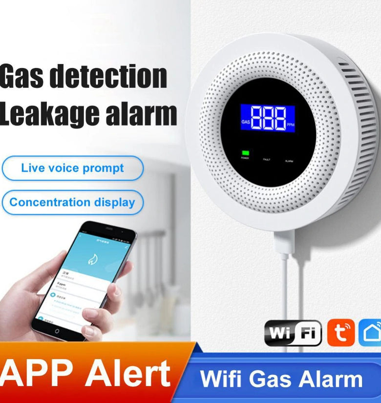 WiFi Enabled Gas Leak Detector with Digital Display and Temperature Sensor for Detection of Natural Gas Methane and Biogas with Voice Alerts and Breakdown Self Check Function