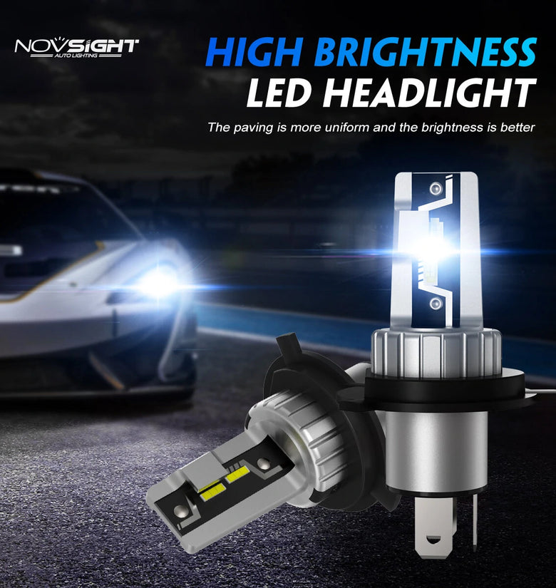 NOVSIGHT N57 2PCS Car Headlight LED Bulbs Kit 6500K Headlamp IP68 Waterproof LED Headlamp White Light