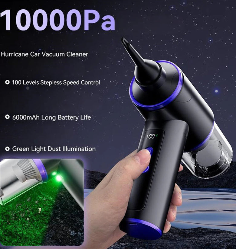 Portable Handheld Vacuum Cleaner 10000Pa Strong Suction 100 Levels Speed Control Multi-Mode Lightweight Type-C Charging Car Home Cleaning