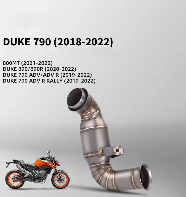 Slip On Motorcycle Exhaust Middle Link Pipe Stainless Steel Heat Resistant Finish Replacement For DUKE 790 2018-2022