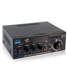 AK45 Stereo Audio Amplifier 2.0 Channel Bluetooth FM Radio USB SD Card Input Bass Treble Control Compact Amplifier