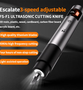 KWS FS-S1 Ultrasonic Cutting Machine Lightweight Aluminum Alloy Portable Type-C Rechargeable Adjustable Power High Precision Versatile Material Cutting Tool