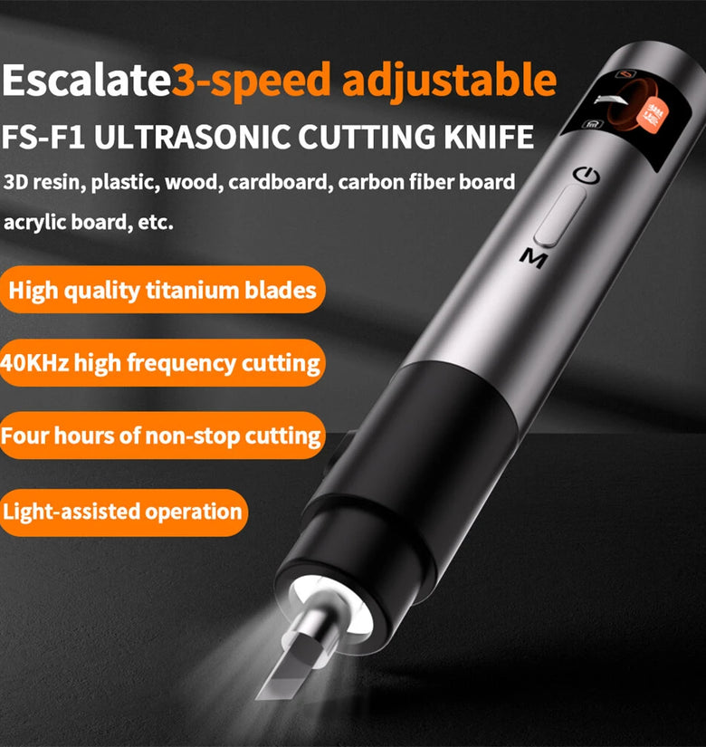 KWS FS-S1 Ultrasonic Cutting Machine Lightweight Aluminum Alloy Portable Type-C Rechargeable Adjustable Power High Precision Versatile Material Cutting Tool