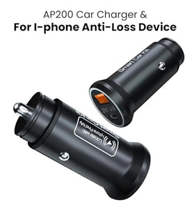 AP200 Smart Car Kit 2 in 1 Car Charger with GPS Tracker Anti-Loss Device Locator Dual Port Fast Charging Apple iOS Compatibility