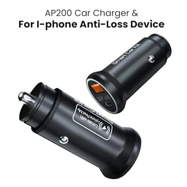 AP200 Smart Car Kit 2 in 1 Car Charger with GPS Tracker Anti-Loss Device Locator Dual Port Fast Charging Apple iOS Compatibility