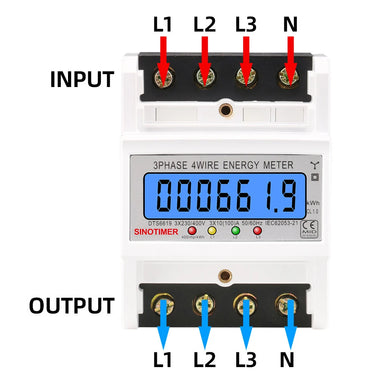 SINOTIMER DTS6619 New Model 100A LCD Digital Display with Backlight Power Meter in Energy Meters Smart Electric Meter 3 Phase Kwh Meter