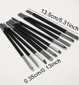 High Carbon Steel Stone Carving Tools Set 10pcs Engraving Sculpture Chisel Non Slip Handle Ideal for Soapstone Alabaster Plexiglass Craft