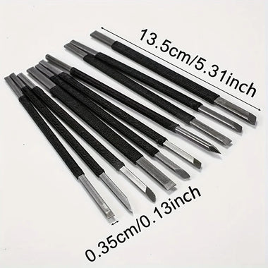 High Carbon Steel Stone Carving Tools Set 10pcs Engraving Sculpture Chisel Non Slip Handle Ideal for Soapstone Alabaster Plexiglass Craft