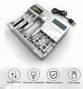 MS-5D889 18650 Battery Charger 7 Slots LCD Rechargeable Batteries Charging For 4.2V AA AAA 18650 26650 16340 Lithium Intelligent Charging