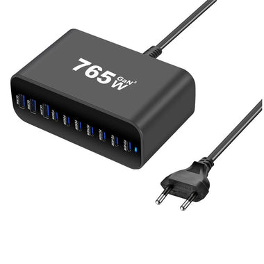 [GaN Tech] YMX-615-765W 765W 10-Port USB PD Charger 3USB-A+7USB-C PD Fast Charging Desktop Charging Station EU Plug for iPhone 17 17 Pro 16 Pro Max 15 14 for Huawei Pura 80 Ultra for Samsung Galaxy S25 Ultra for OPPO
