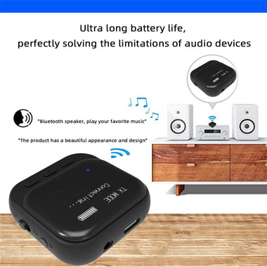 Bluetooth 5.2 Receiver Transmitter 2 in 1 RX TX Mode Low Latency LED Display Dual Device Pairing 300mAh Battery for Car Music Hands Free Calls