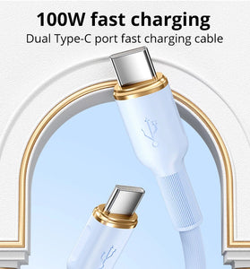 100W Type-C to Type-C Fast Charging Cable 6A Super Charge Silicone USB-C Data Cable for Android Phones 1m 2m