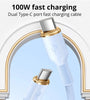 100W Type-C to Type-C Fast Charging Cable 6A Super Charge Silicone USB-C Data Cable for Android Phones 1m 2m