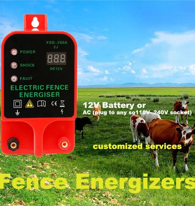 10km Farm Electric Poultry Equipments Portable Power Solar Panel Electric Fence Energizer Metal Garden Fence Fence Accessories