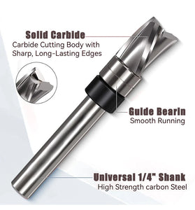 1Pcs 3-Flute Down Cut Router Bit 1/4" Shank 1/4" 3/8" 1/2" 3/4" Cutting Length Wood Slotting Trimming Milling Cutter