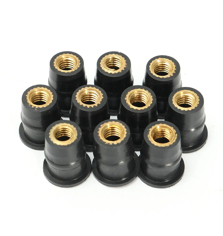10pcs M5 5mm Metric Rubber Well Nuts Windscreedn Motorcycle Wind Shield Fairing Cowl