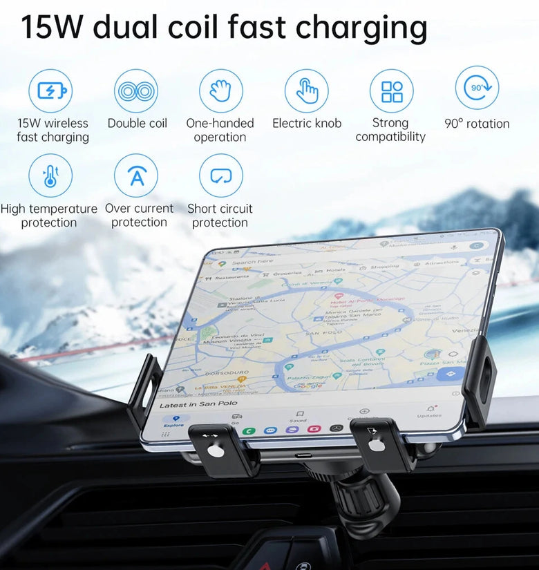 Bakeey S20A 15W Wireless Charger Fast Wireless Charging Bracket Air Outlet Car Holder Mount for iPhone 15 14 13 for Samsung Galaxy Fold Series