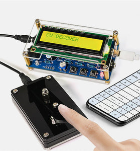HU-069B CW Morse Code Decoder USB 5V Power Supply Adjustable Speed Audio Frequency Input External CW Key Buzzer Sound Radio Communication Kit