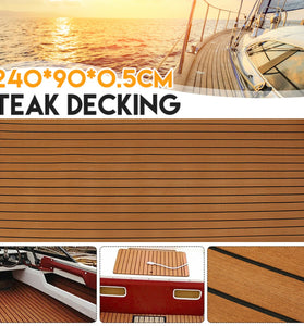 ELuto 240cm x 90cm x 5mm EVA Foam Teak Decking Sheet Boat Yacht Floor Mat Self-Adhesive Marine Flooring Faux Carpet Sticker Non-slip