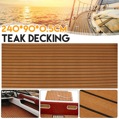 ELuto 240cm x 90cm x 5mm EVA Foam Teak Decking Sheet Boat Yacht Floor Mat Self-Adhesive Marine Flooring Faux Carpet Sticker Non-slip