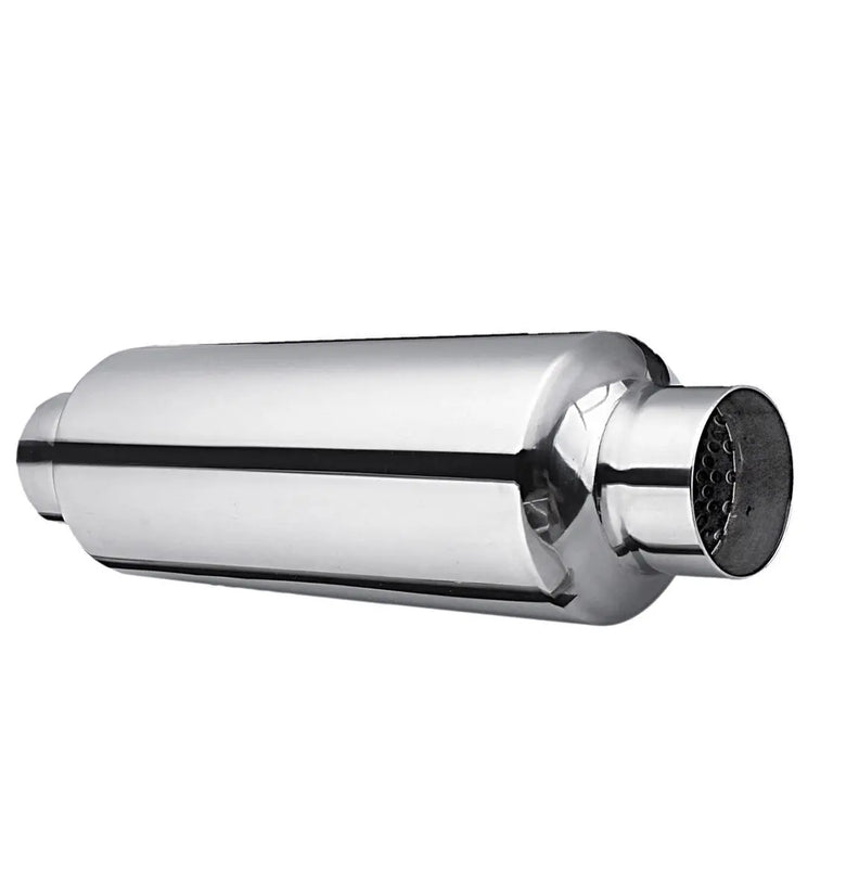 Universal Turbine Exhaust Muffler Resonator 304 Stainless Steel 2.5 Inch Inlet 2.5 Inch Outlet