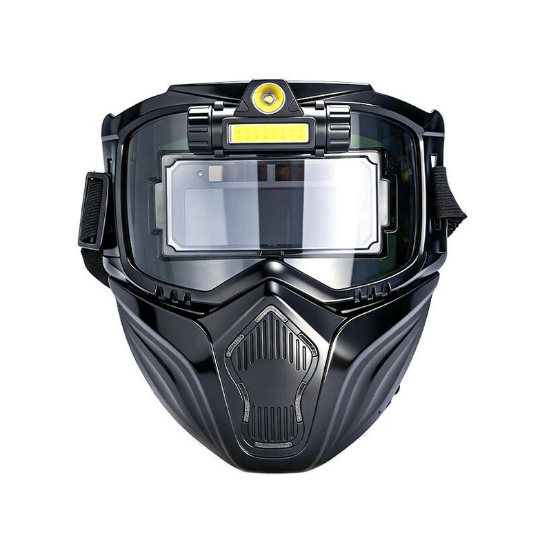 Detachable Welding Helmet Auto Dimming Face Shield Modular Design Heat Resistant High Definition Adjustable Lightweight Protective Mask LED Light 10 Protective Films