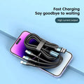 5A 120W USB-A to Type-C/iP/Micro USB Cable Fast Charging Data Transmission Copper Core Line 1.2M/2M Long for iPhone 15 14 13 Pro for Huawei Nova Flip for Xiaomi Civi 4 Pro