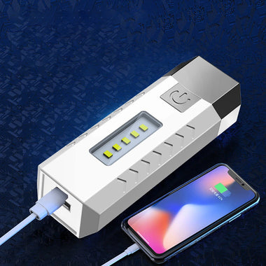 2*LED+5*COB Three Light Sources Flashlight 18650 USB Rechargeable Portable Waterproof  Led Torch With Power Bank Function