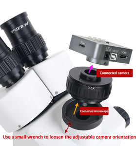 0.35X 0.5X C mount Lens Adapter Focus Adjustable Camera Installation C mount Adapter to New Type Trinocular Stereo microscope
