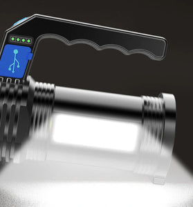 2PCS BIKIGHT P500 Double Light 500m Long Range Strong Flashlight with COB Sidelight USB Rechargeable Powerful Handheld Spotlight LED Searchlight