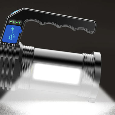 2PCS BIKIGHT P500 Double Light 500m Long Range Strong Flashlight with COB Sidelight USB Rechargeable Powerful Handheld Spotlight LED Searchlight