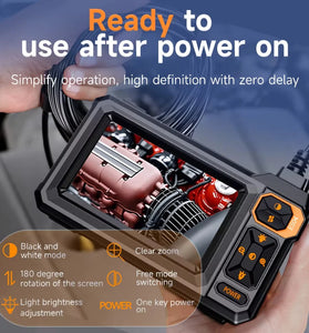 4.3 inch Industrial HD Endoscope Camera Video IPS Display Screen Digital Car Repair Maintenance Machine Inspection Blockage Removal 8 LED Adustable Lights IP67 Waterproof Oilproof