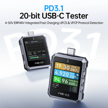 FNIRSI FNB-C2 USB Type-C Tester PD3.1 Fast Charging Voltage Current Power Analyzer 50V Support PC Data Logging E-Marker Chip Testing