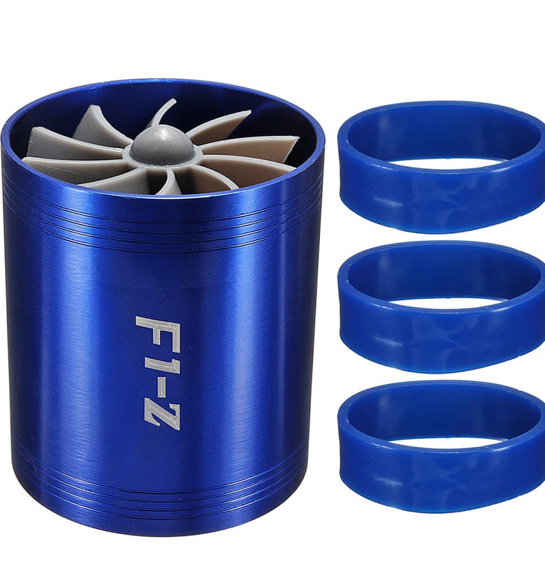 Universal Car Double Turbine Turbo Air Intake Gas Fuel Saver Fan Turbocharger