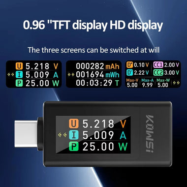 KEWEISI KWS-1902L Type-C Tester 4-30V 0-8A Power Meter USB Fast Charging Monitor Bidirectional Testing TFT Display High Precision Voltage Current Measurement