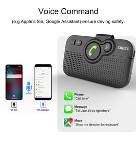 Handsfree Bluetooth Car Kit for Cell Phone, Wireless Bluetooth Speaker for Car, AUTO Power ON Support Siri Google Voice Assistant Hands Free Phone Speakerphone with Visor Clip